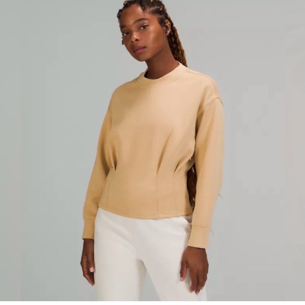 Lululemon Gathered Waist Pullover Sweatshirt Sweater Pecan Tan Softstreme Size 4